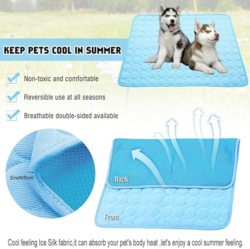 Miniatura 9 de Tapete de refrigeración para perros y gatos, tapete de seda de hielo, manta o cojín de refrigeración para jaula, sofá, cama, piso o asiento del auto