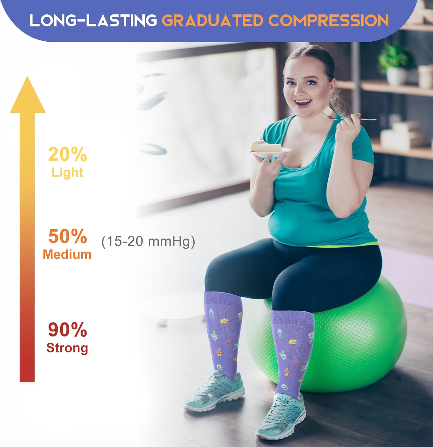 LEVSOX Plus Size Compression Socks for Women Men Wide Calf Extra Large 15-20 mmHg Knee High Sock for Nurses Pregnant Travel - Image 3