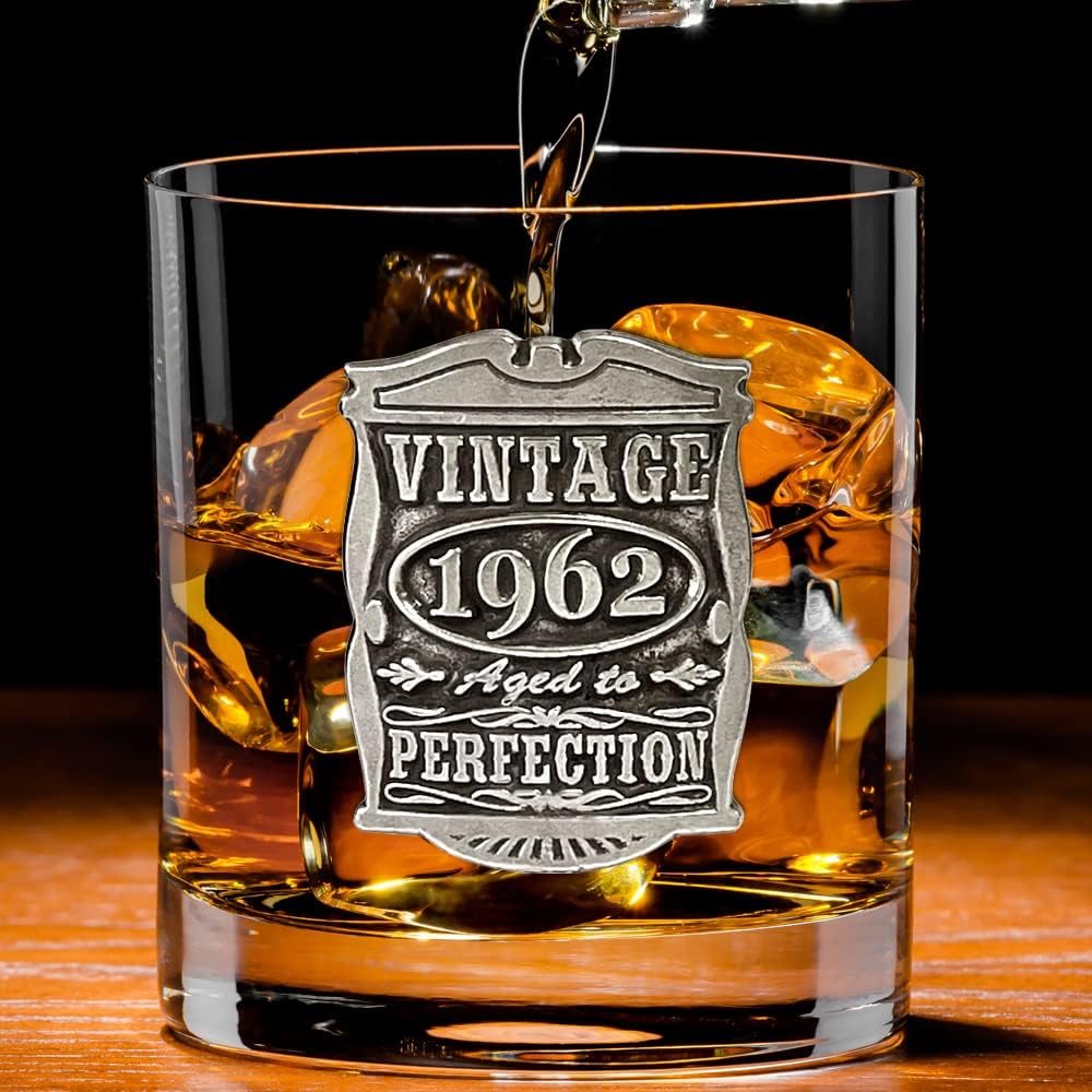 One-Day Sale: Up to 80% Off English Pewter Company Vintage Years 1962 60th Birthday or Anniversary Old Fashioned Whisky Rocks Glass Tumbler - Unique Gift Idea For Men [VIN002]