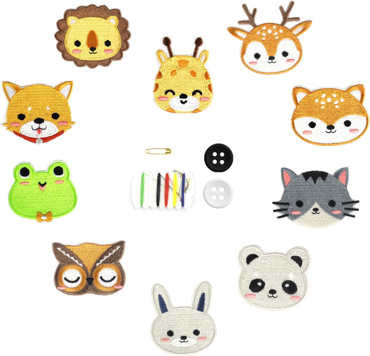 VILLCASE Tigerkopf Aufnäher Set - 20 Stück Bügelbare Stickerei-Patches Für Jeans & Jacken