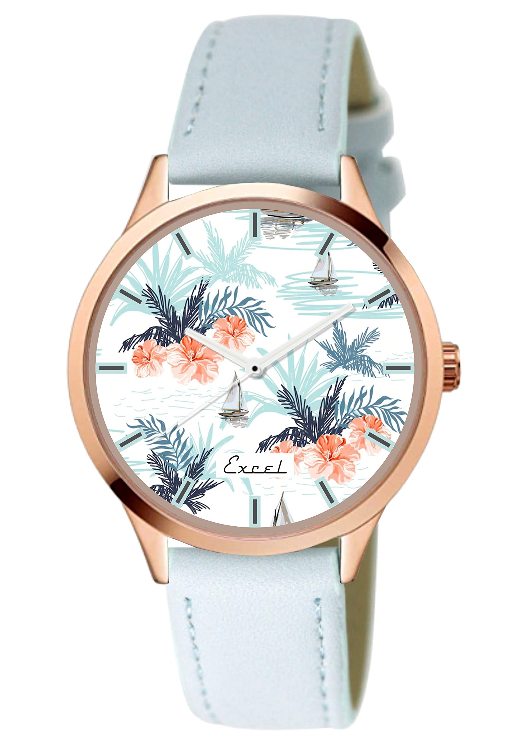 Classy Floral Sky Blue Strap Rosegold Watch | Girls | Premium Rosegold Watch (B0BT1WMTC4) Amazon Price History, Amazon Price Tracker