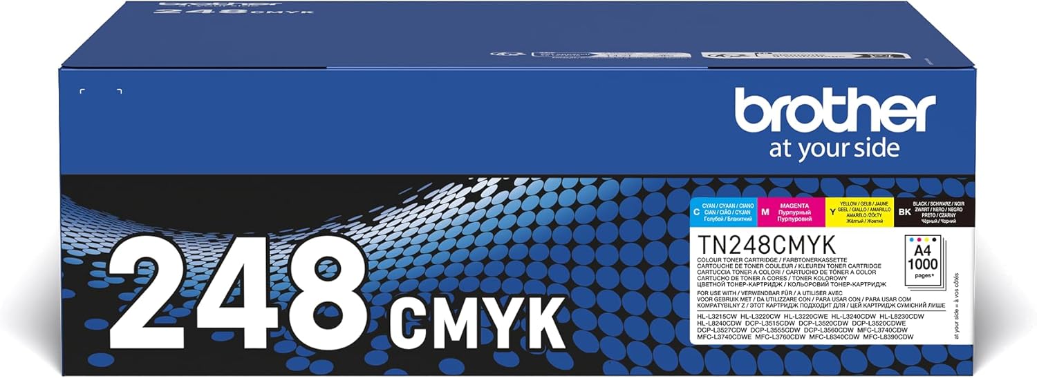 Brother TN-248BK/TN-248C/TN-248M/TN-248Y Toner Cartridges, Black/Cyan ...