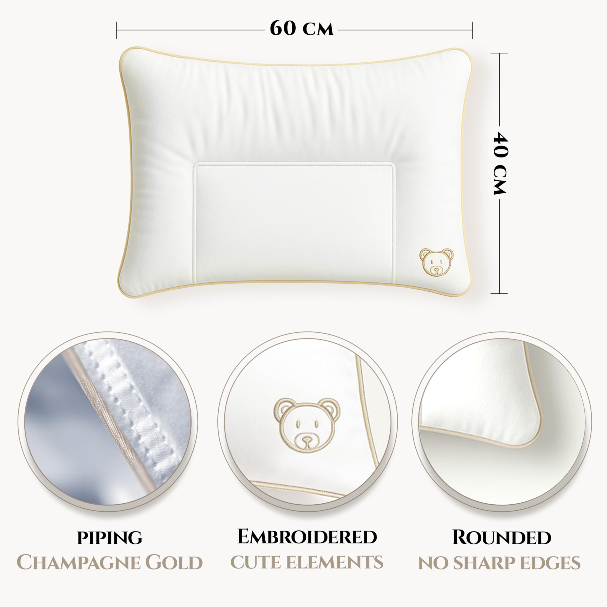 Aura® Plush Poduszka Puchowa dla Dzieci 40×60 cm – 100% nowy biały węgierski puch gęsi klasy I – wyjątkowo miękka i oddychająca – bawełna Oeko-TEX® Standard 100 – odpowiednia dla alergików