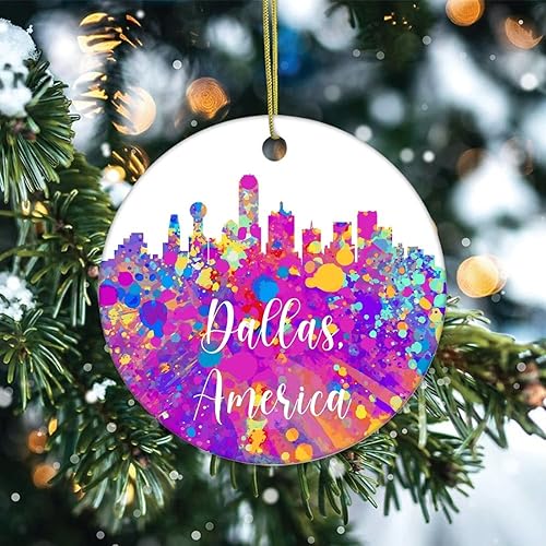 Vista 34 de Two-Side Printed America-Miami Ceramic Christmas Ornament, Novelty for Family Friends Kids, Cityscape Christmas Keepsake Pendants