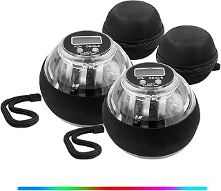 Curaball Hand Exerciser & Power Ball Hand Exerciser - Adjustable Resistance for Strengthening Fingers, Wrists & Arms -Includes Digital Counter & Portable Case (2)
