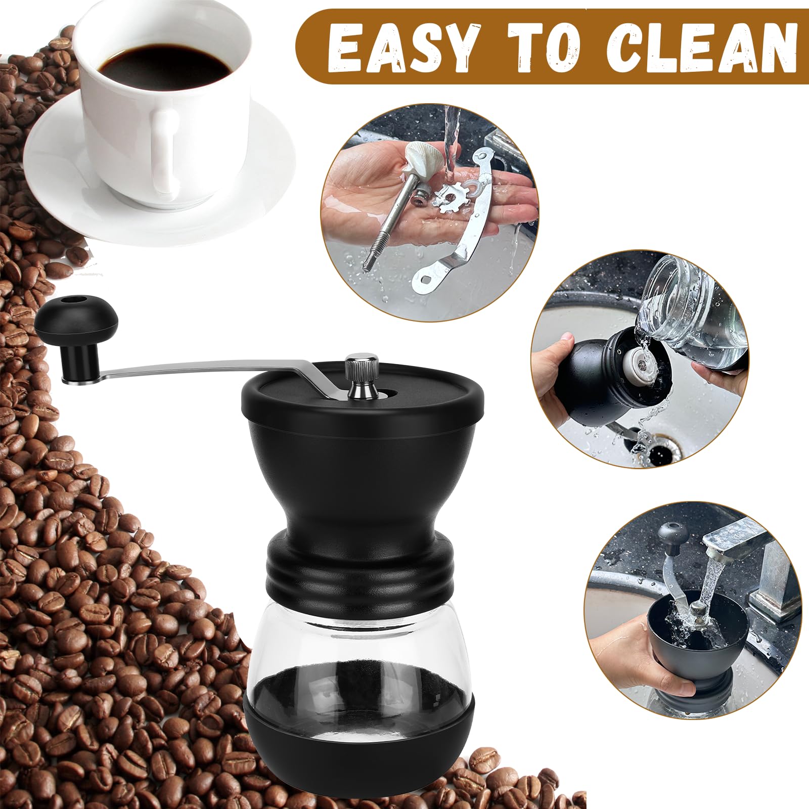 Macinacaffè Manuale Portatile Macina Caffè Manuale Maniglia In Acciaio Inossidabile Macinino Manuale Viene Fornito Con Due Barattoli Di Vetro Per Conservare Il Caffè