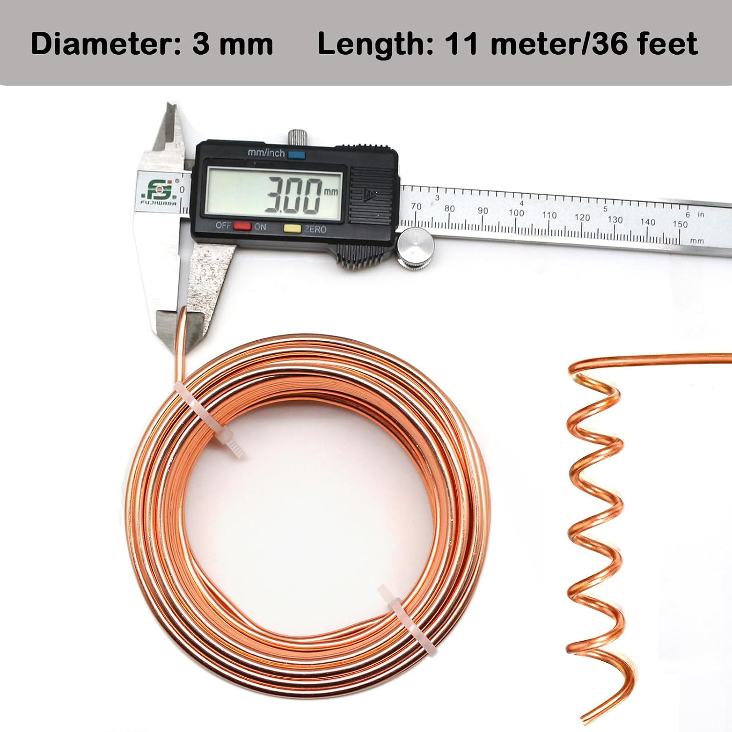 Bendable Aluminum Craft Wire, 36 Feet 3mm Metal Craft Wire for DIY Jewelry Making, Sculpting, Doll Making, Modelling, Bonsai Training, Crafting (B Copper)