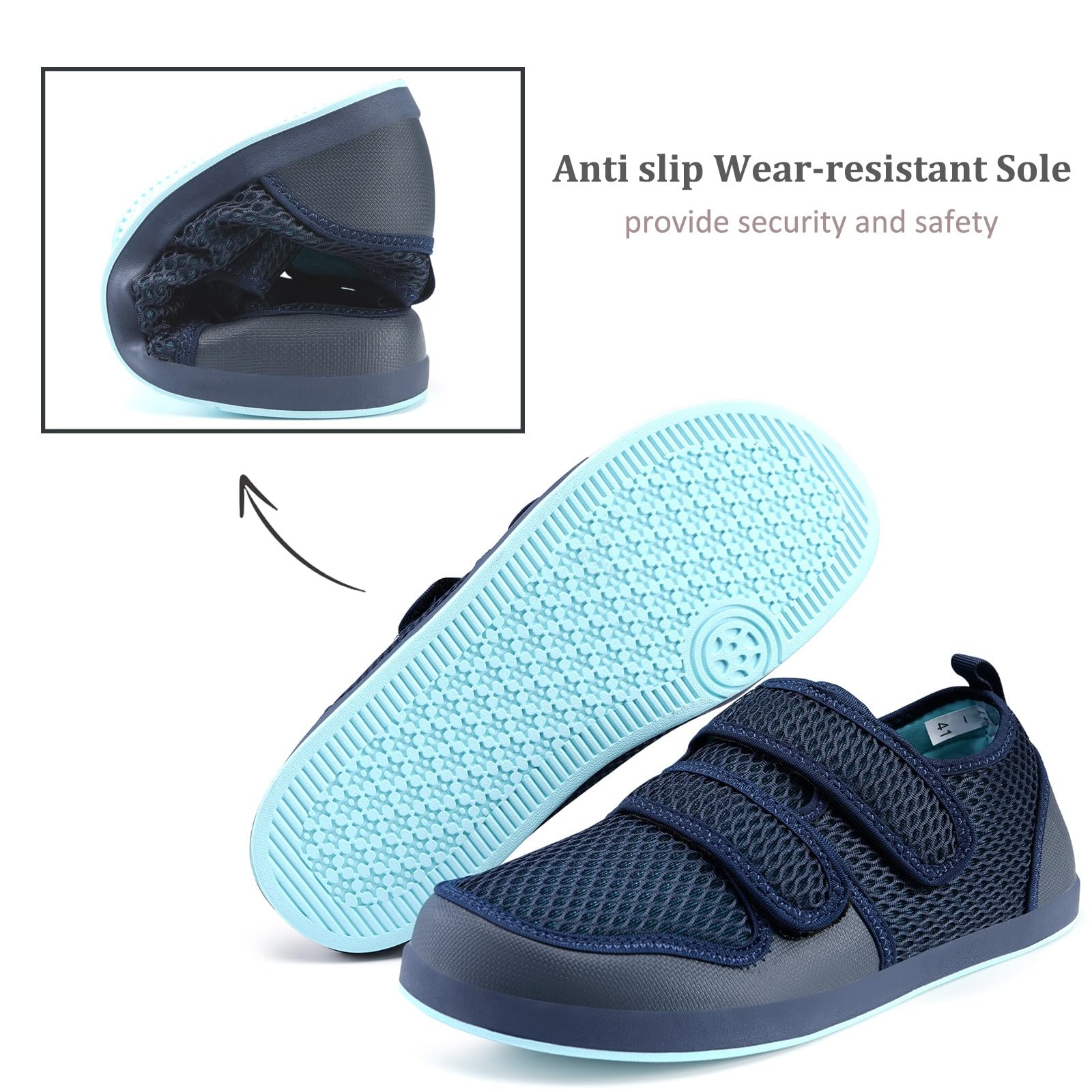 Hsyooes Zapatos Diabéticos Mujer Zapatos Ortopédica Hombre Zapatillas de estar por casa Ensanchar Respirable Ajustable Artritis Edema Zapatos hinchados