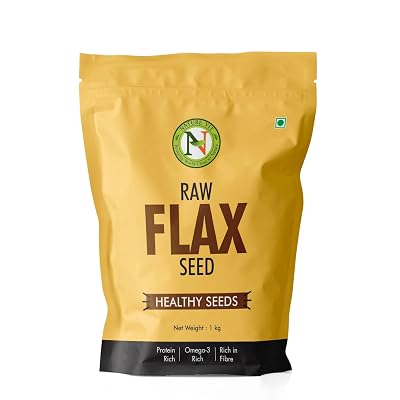 NatureVit Raw Flax Seeds 1 Kg | Alsi Seeds for Eating, Hair & Skin | Fibre & Omega-3 Rich Superfood | Natural Seeds for 