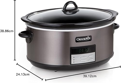 Miniatura 7 de Olla lenta  8 cuartos de galón programable olla lenta con temporizador digital de cuenta atrás, acero inoxidable negro