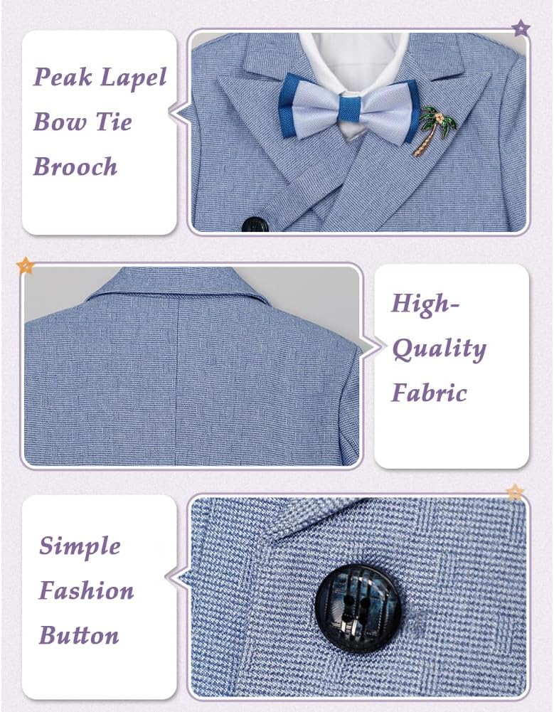 Boys Suit Set for Wedding Peak Lapel Jetted Pocket Formal Boy Suit Jacket Vest and Pants Set