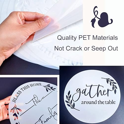 Miniatura 2 de 9 plantillas redondas de bienvenida para pintar sobre madera, plantillas grandes reutilizables de letras de bienvenida de 12 pulgadas, plantilla de