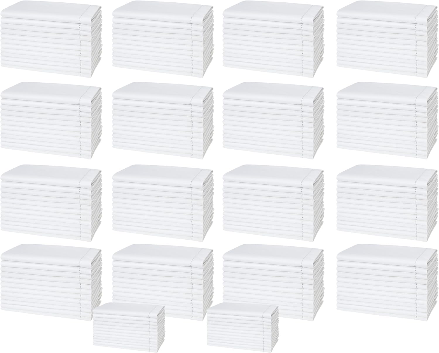 Decorative Cloth Dinner Napkins Hemstitched, Wedding, Cocktail & Party Napkins, Mitered Corners, Machine Washable, 18 Dozens Elegant Table Napkins for Special Occasions - 17x17 Inch White