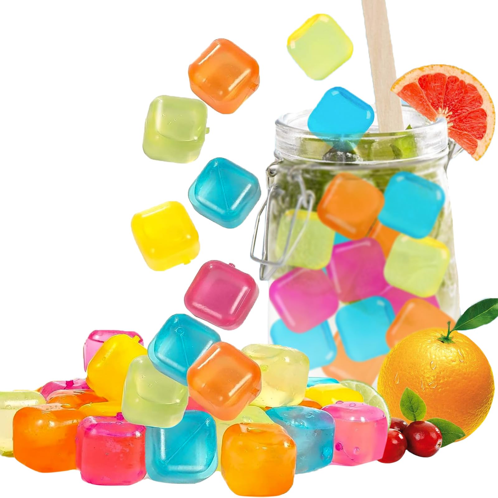KEELYY 60x Eiswürfel Wiederverwendbar, Eiswürfel Kunststoff Bpa Frei, Party-Eiswürfel zum Kühlen von Getränken, Ice Cube Reusable