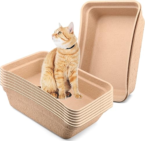 8 cajas desechables de arena para gatos, bandeja de arena de papel para mascotas, portátil, 2 en 1, caja desechable para gatos, hámster, conejillo