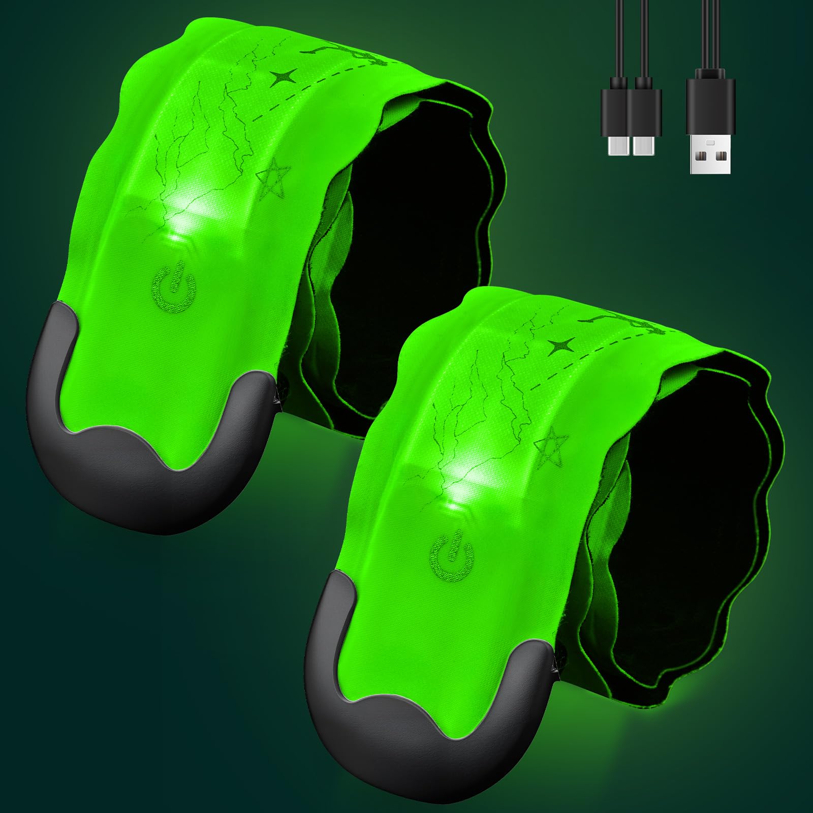 Brassards LED Réfléchissants Rechargeables USB - 2 Pièces, 5 Couleurs, 3 Modes | Haute Visibilité Pour Running, Vélo, Randonnée Nocturne - 5