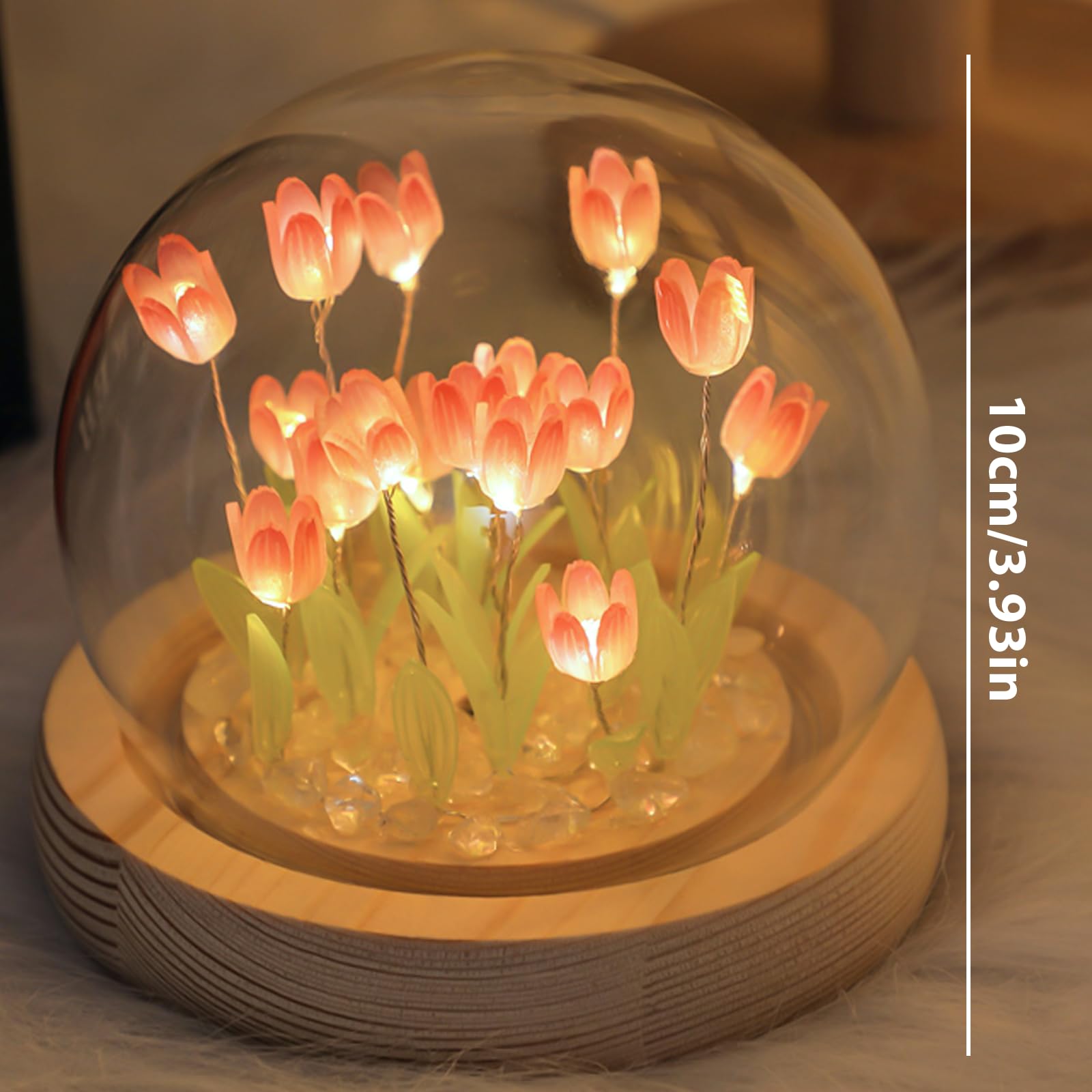 WIYETY Lampada a tulipani fai da te tulipani luce notturna: lampada da comodino tulipano, lampada da comodino, lampada da tulipano con copertura in vetro, atmosfera luce camera da letto, lampada da