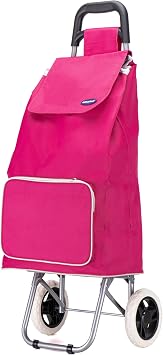 Lightweight Aluminium Shopping Trolley on Wheels - 59L Capacity, Durable, Easy to Maneuver & Fold for Convenient Storage   Ideal for Groceries, Laundry, and Errands Cerise Pink