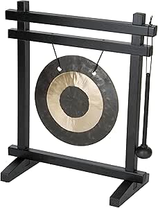 Woodstock Wind Chimes Desk Gong, Brass Hand-Hammered Bronze, Medium 12 - Inch Tall, for Meditation, Yoga, Classrooms, Offices, Great for Awareness, Relaxation