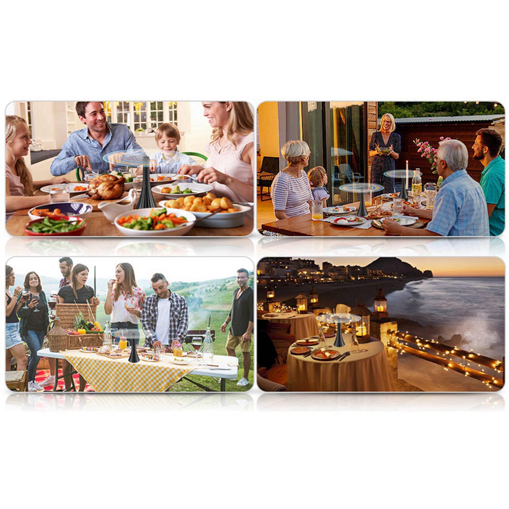 5X Ventilatori Antimosche da Tavolo Ventilatore Repellente per Mosche per Interni Ed Esterni con Luce Anti-Insetti per Picnic, Feste, Ristoranti e Barbecue