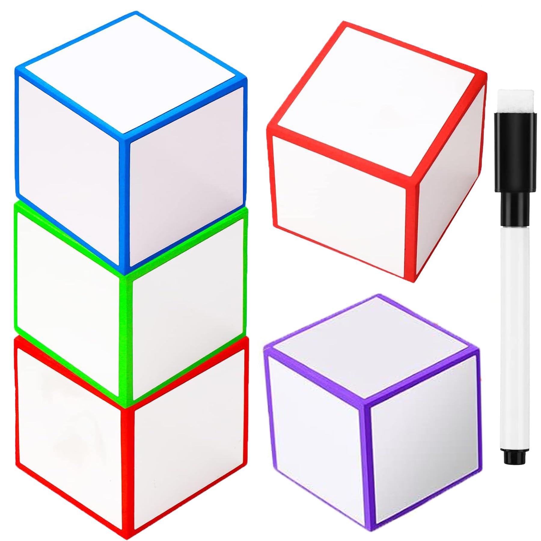 Amazon.com: Dry Erase Dice Set of 4-2x2 inches Multipurpose Colorful ...