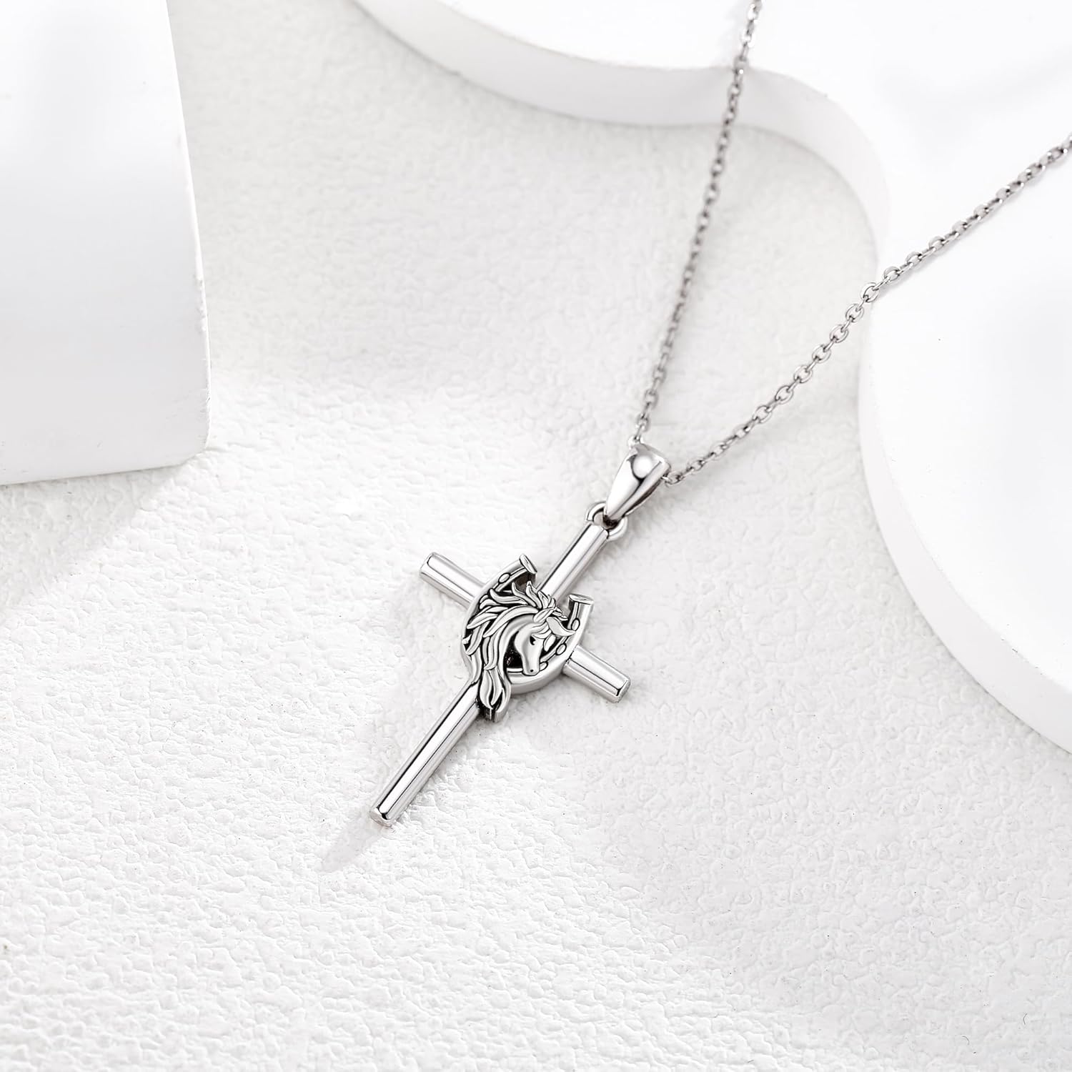 VONALA Horse Necklace Cross Necklace for Women 925 Sterling Silver Horseshoe Jewelry Cross Pendant - Image 6