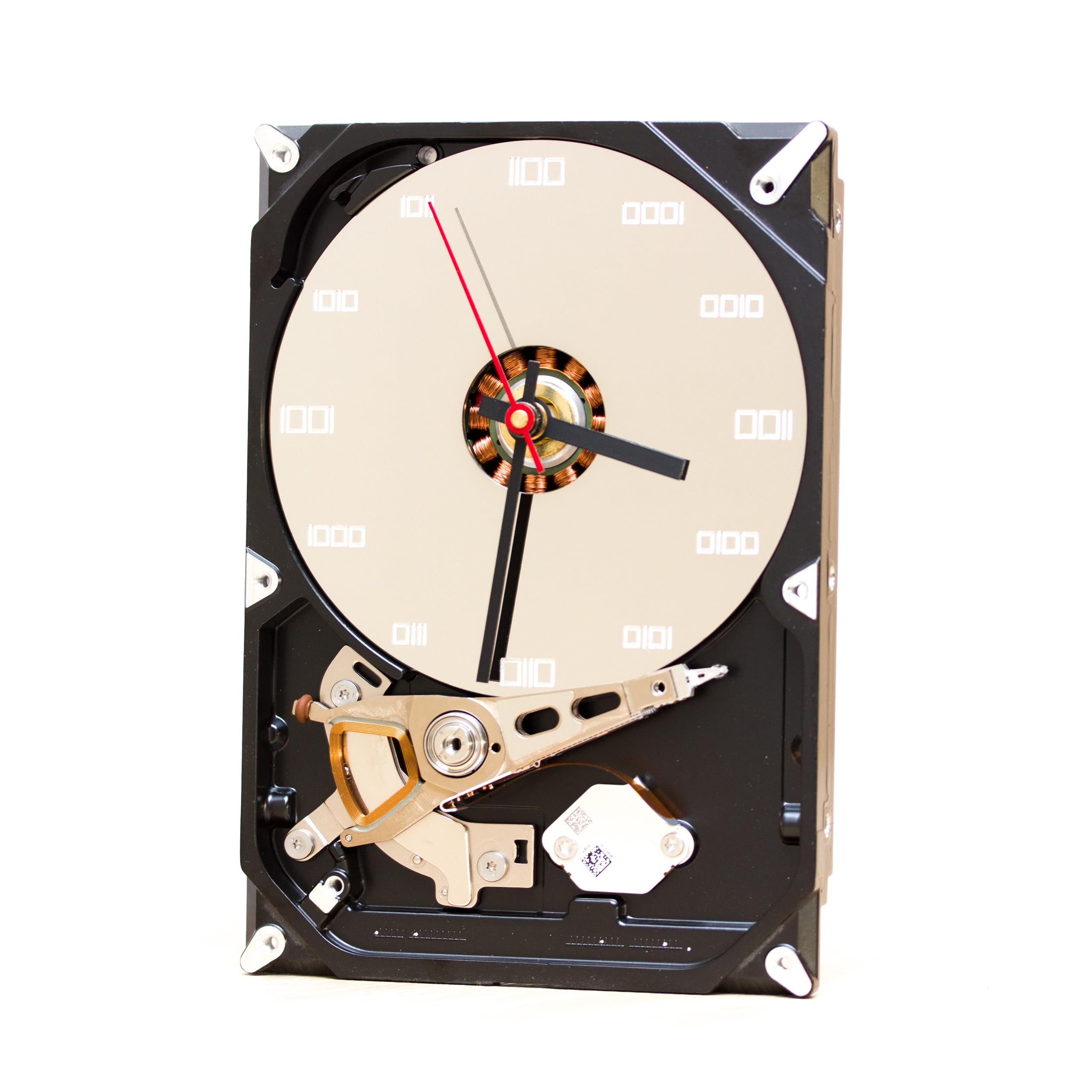 ReComputingRecycled HDD Desk Clock, Unique Gift, Binary Numerals