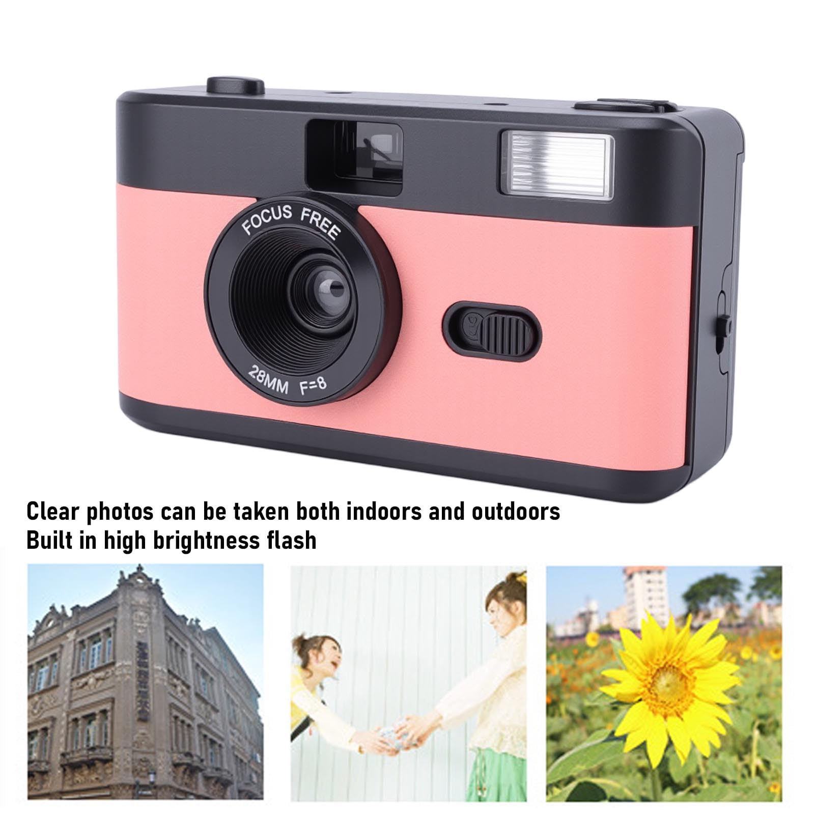 Camera da Film da 35 Mm Riutilizzabile, 27 Film a Colori, Fascino Nostalgico, Ricca Narrazione, Ambienti Manuali di Lunga Durata per Flash, Messa a Fuoco, Otturatore, Materiale (Rosato)