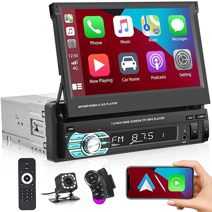 Buy Hikity Car Stereo Apple Carplay Android Auto 7 Inch Flip Out Touch