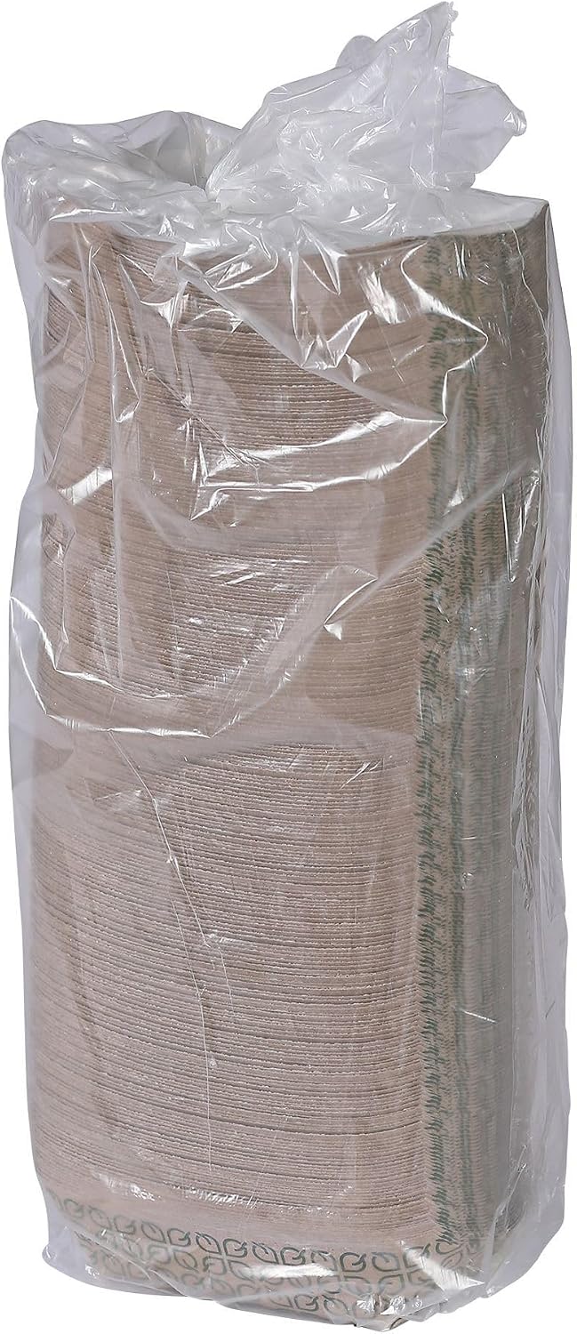 Eco-Products Renewable 1lb Paper Food Trays, Case of 1000, 6.5"x4.375"x1.5", 70% Post-Consumer Recycled Fiber, No-Added PFAS, Kraft with Leaf Print