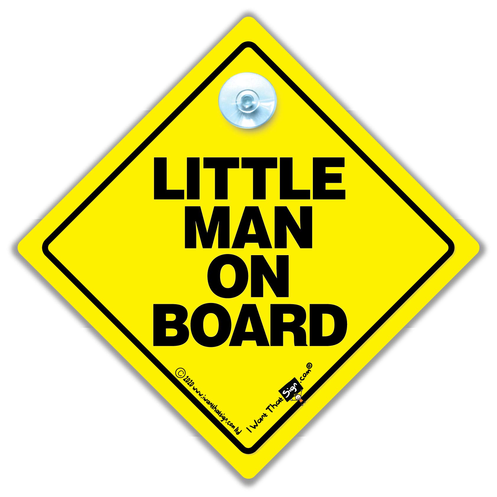 Cartello Umoristico Little Man On Board Per Auto - Adesivo Finestrino Con Ventosa - 3