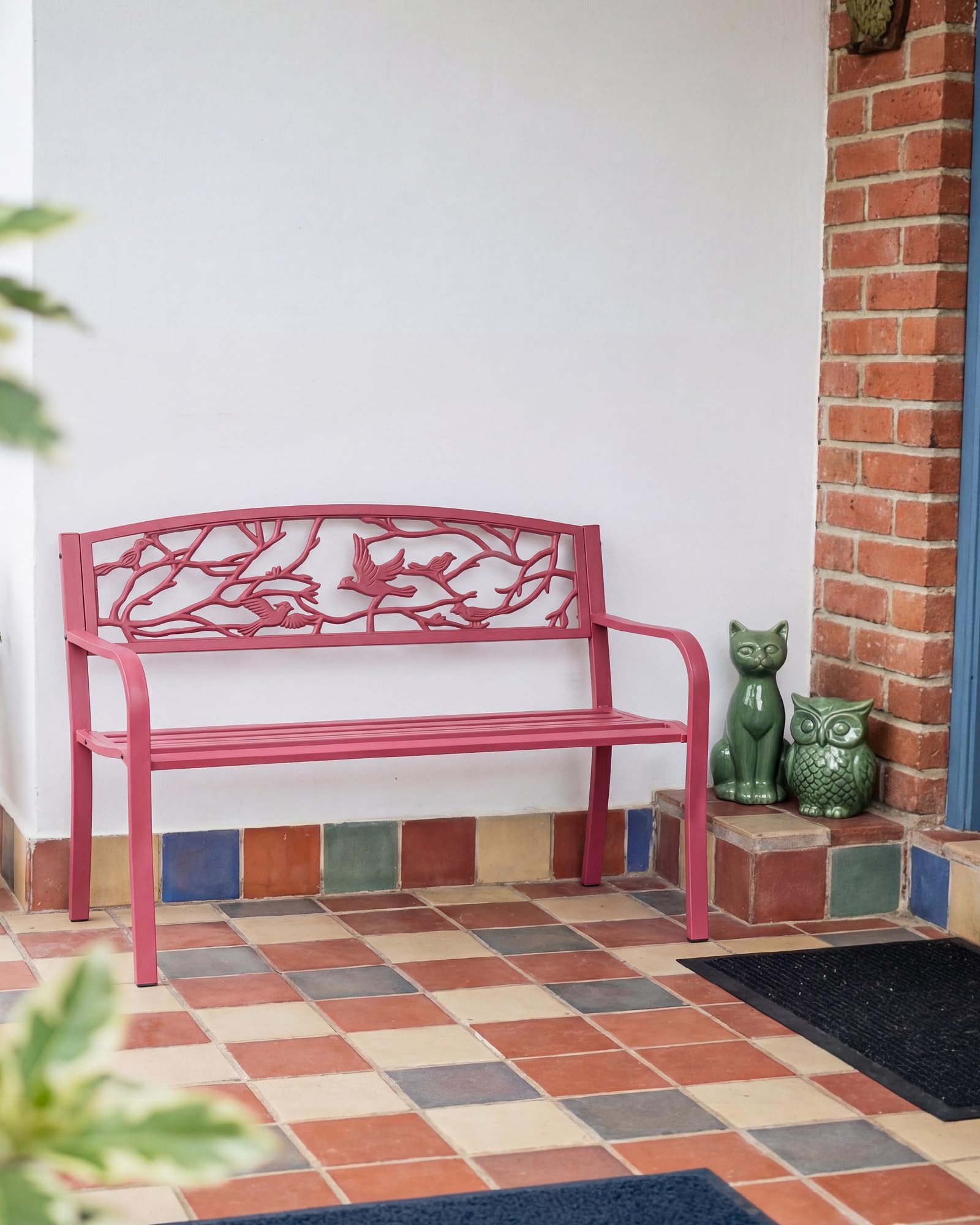 Banc de jardin 2 places en fonte pleine résistant aux intempéries - Charge maximale : 240 kg - Avec motif colombe de la paix et branche d'arbre - Banc en métal vintage pour jardin, balcon