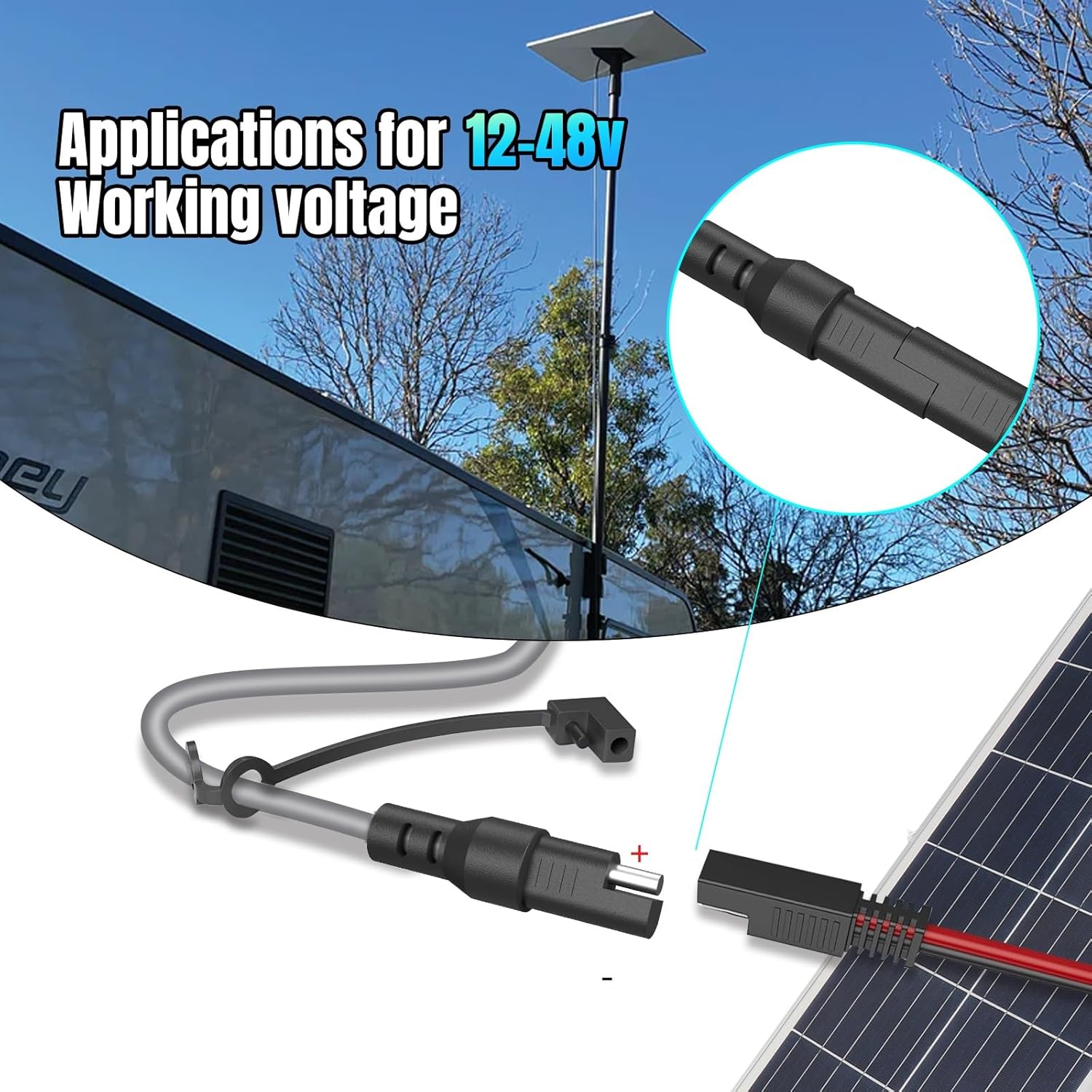 Starlink Mini Battery Cable Kit with SAE Quick Disconnect Polarity Reverse Adapter, Starlink Mini Power Cable SAE Plug to DC5521 for Automotive RV Battery Generator Solar Panel Yacht Powering