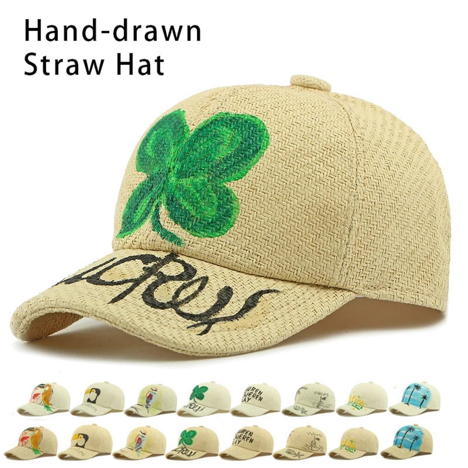 Berretto da Baseball Graffiti Art Dipinto a Mano - Cappello di Paglia Unisex per Lo Stile da Spiaggia Primaverile ed Estivo