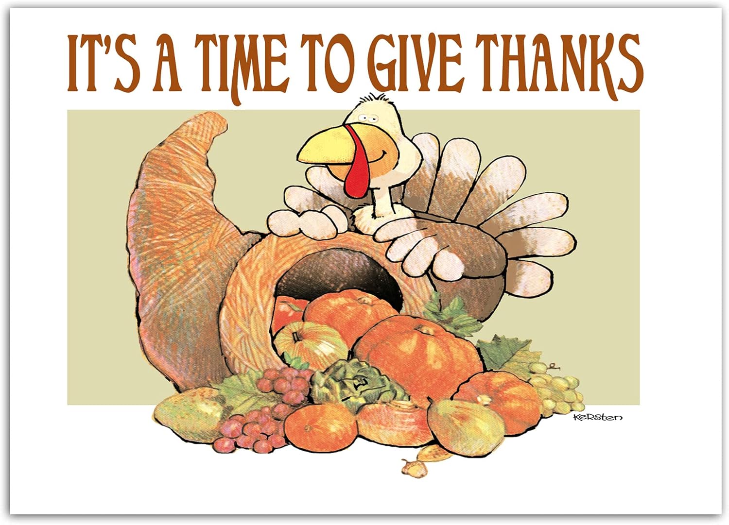 Stonehouse Collection Thanksgiving Postcards - 4 x 6 Cornucopia Thanksgiving Postcards - 40 Thanksgiving Postcards (Time To Give Thanks)