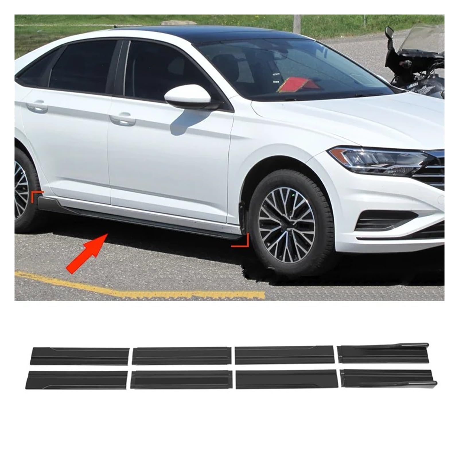 para Jetta MK6 B6 B8 4 5 6 7 8 MK5 MK7 para Polo 6R Accesorios Faldas Laterales Coche Extensión Panel Basculante Dividido Falda Lateral Automotriz