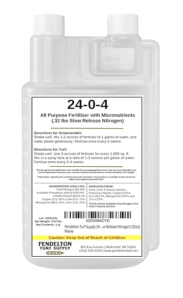 Pendelton Turf Supply 24-0-4 All Purpose Liquid Fertilizer with Micronutrients (50percent Slow Release Nitrogen) (32oz)
