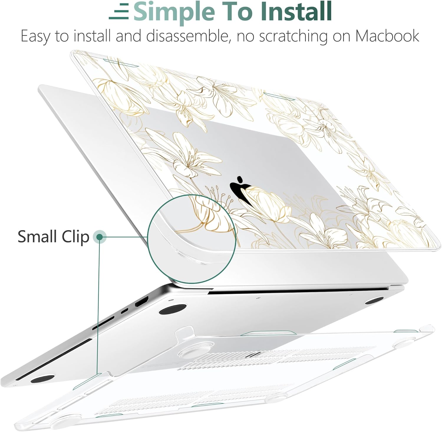 DONGKE Compatible with MacBook Pro 16 Inch Case (2026-2021 Release, M5 M4 M3 M2 M1 Pro/Max Chip), Plastic Hard Shell Cover with Keyboard Cover & Screen Protector for MacBook Pro 16", Gold Floral