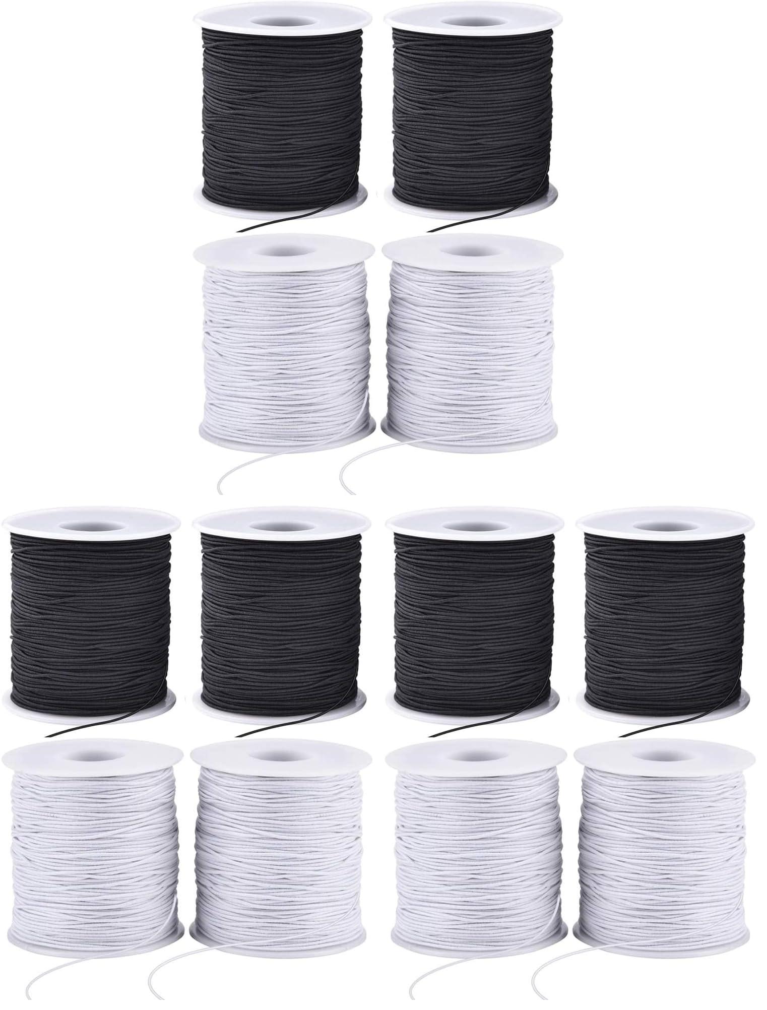 LUSTEMBER Stretchy String for Bracelets, 4 Rolls 1 mm Sturdy Elastic String Elastic Cord for Jewelry Making, Necklaces, Beading (2 Black+ 2 White) (Pack of 3)