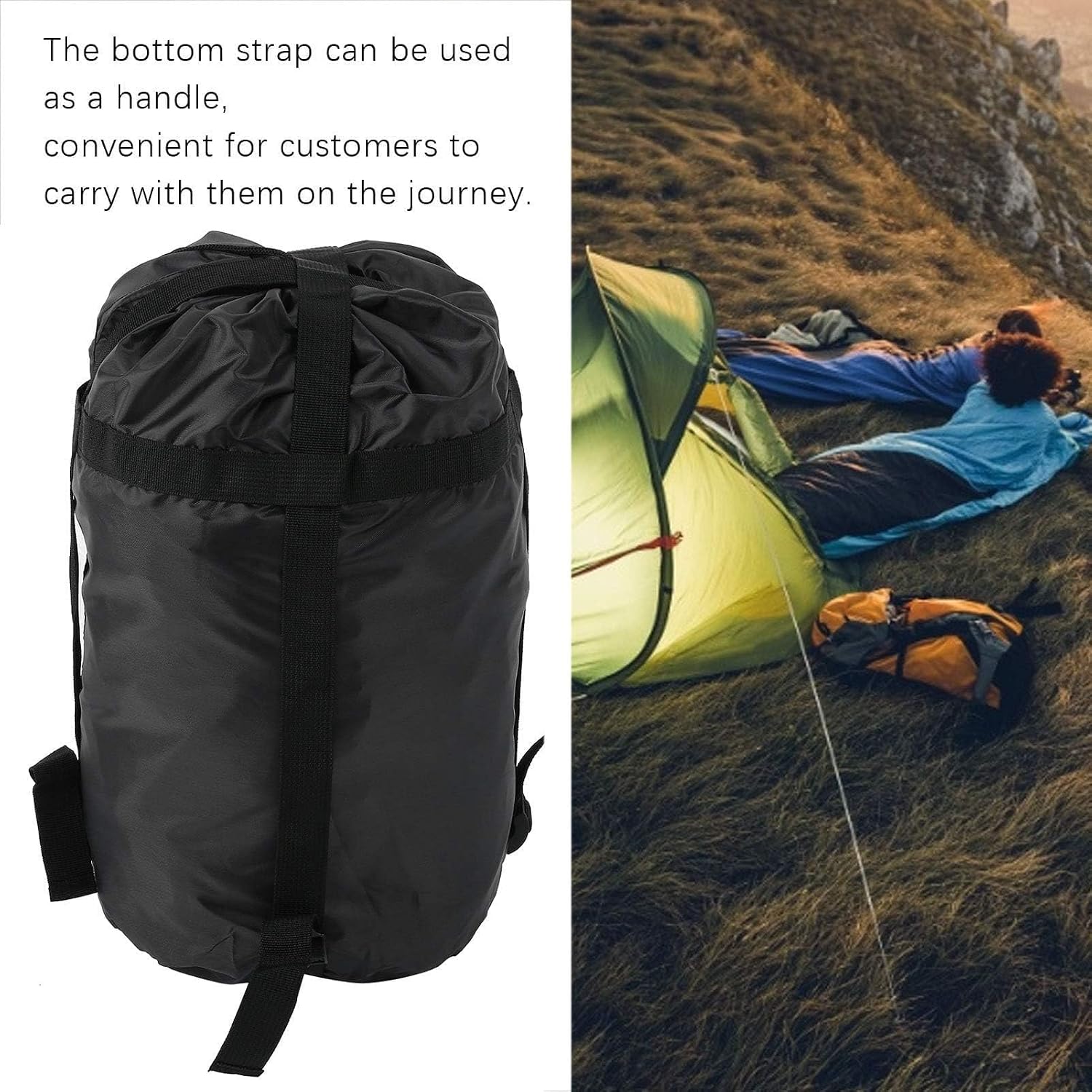 2PCS Compression Sack, Waterp Roof Outdoor Storage Sack Drawstring Bag Sleeping Bag Storage Space Saving Gear for Camping Hiking 16.9 * 9.1in