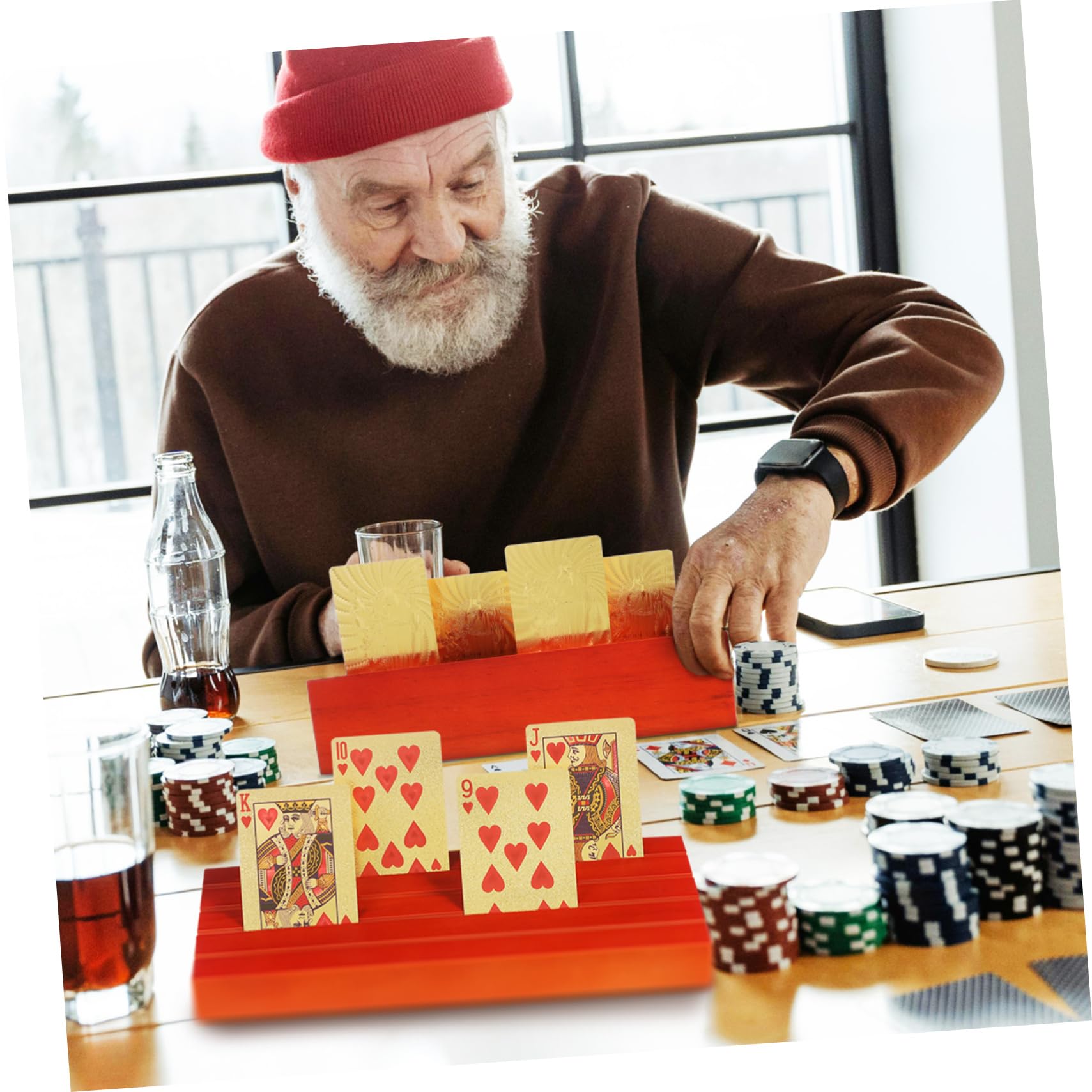 VICASKY 4piezas Soporte para Cartas Madera De Base Estable para Exhibir Cartas Verticalmente y Fiestas