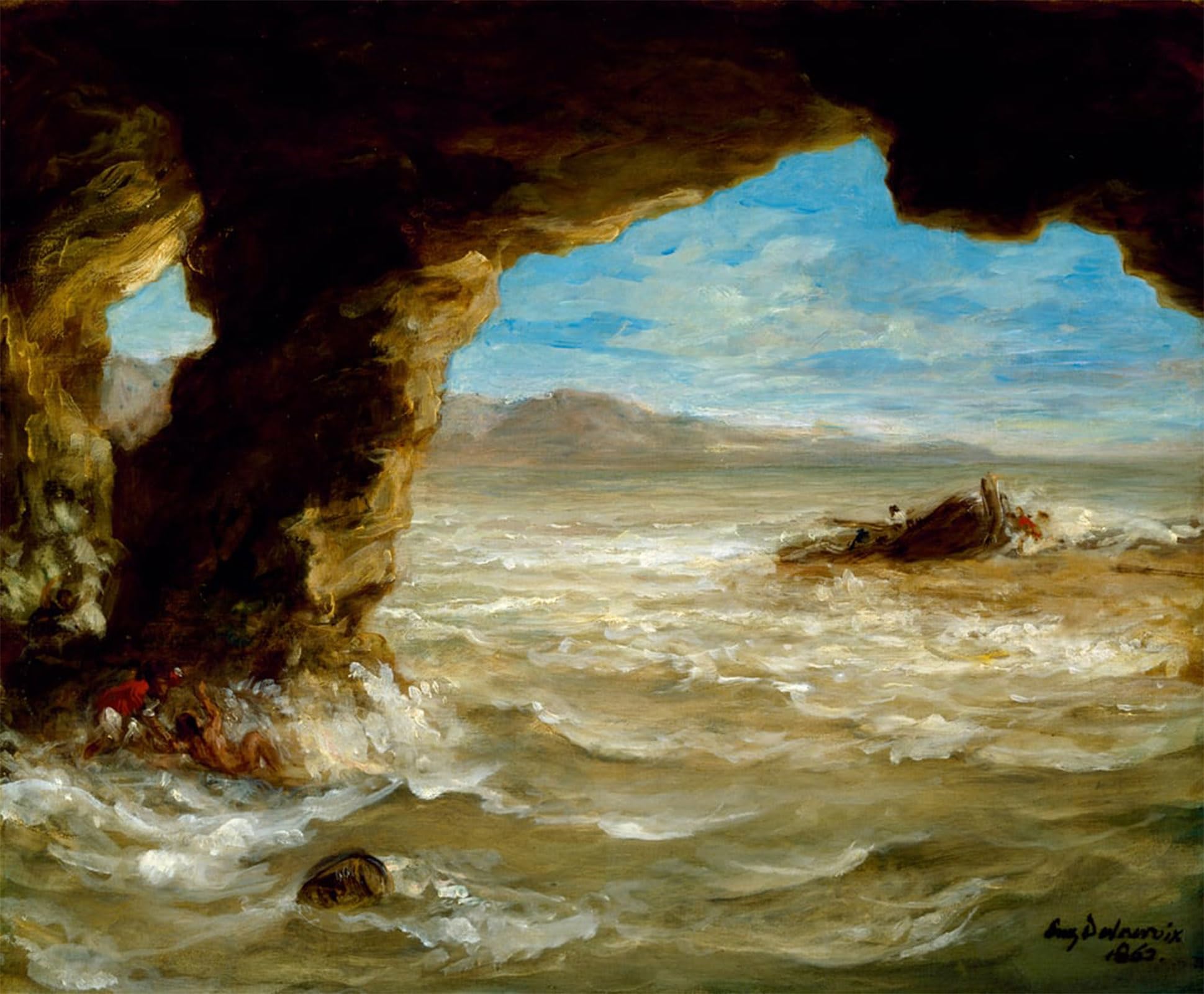 SERENDIPITP Aesthetic Poster Photo Wall Print Retro Picture Shipwreck by Ferdinandeugene Delacroix Modern Wall Artwork for Home Decor 60x90cm