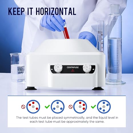 Lab Centrifuge Machine, 4000RPM Lab Benchtop Centrifuges, 1685xg Centrifugal Force with 0-60min Timer, 6x10ml Tubes, Centrifuge Machine for Lab School Science Plasma Research