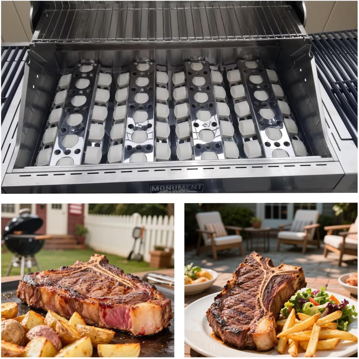 SN475A (4-Pack) Stainless Steel Heat Plate Replacement for Brinkmann 810-1750-S Nexgrill 720-0057, 720-0057-3B, 720-0057-4B Turbo 720-0057, 720-0057-3B, 720-0057-4B 750-0058-4BRB