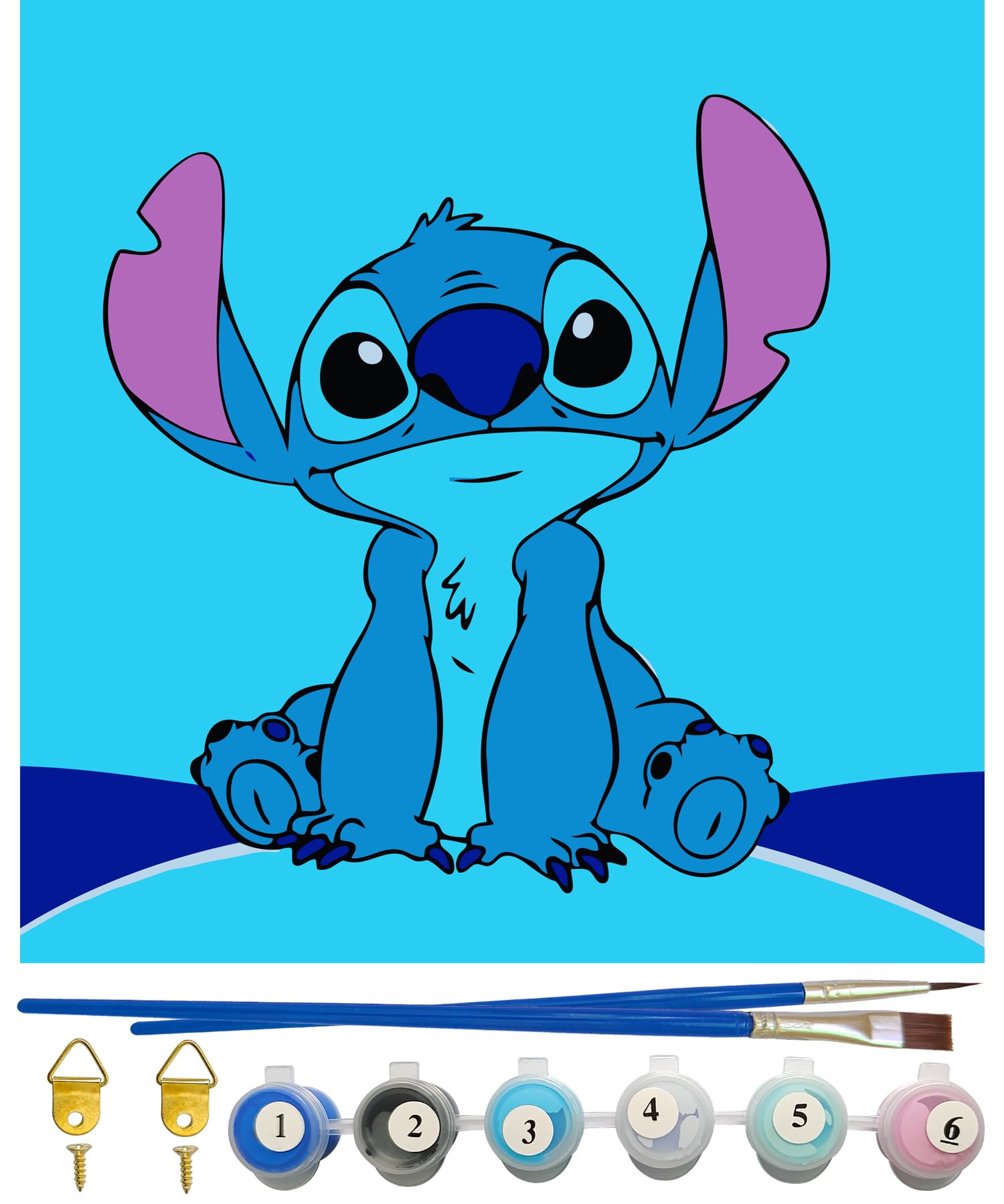 MIZT Pintar por Numeros Stitch, Kit de Pintura por Números para Adultos y Niños al óleo de Lienzo DIY, Kit Manualidades Juguetes Regalos para Niños, con Pinceles, Pigmento Acrílico