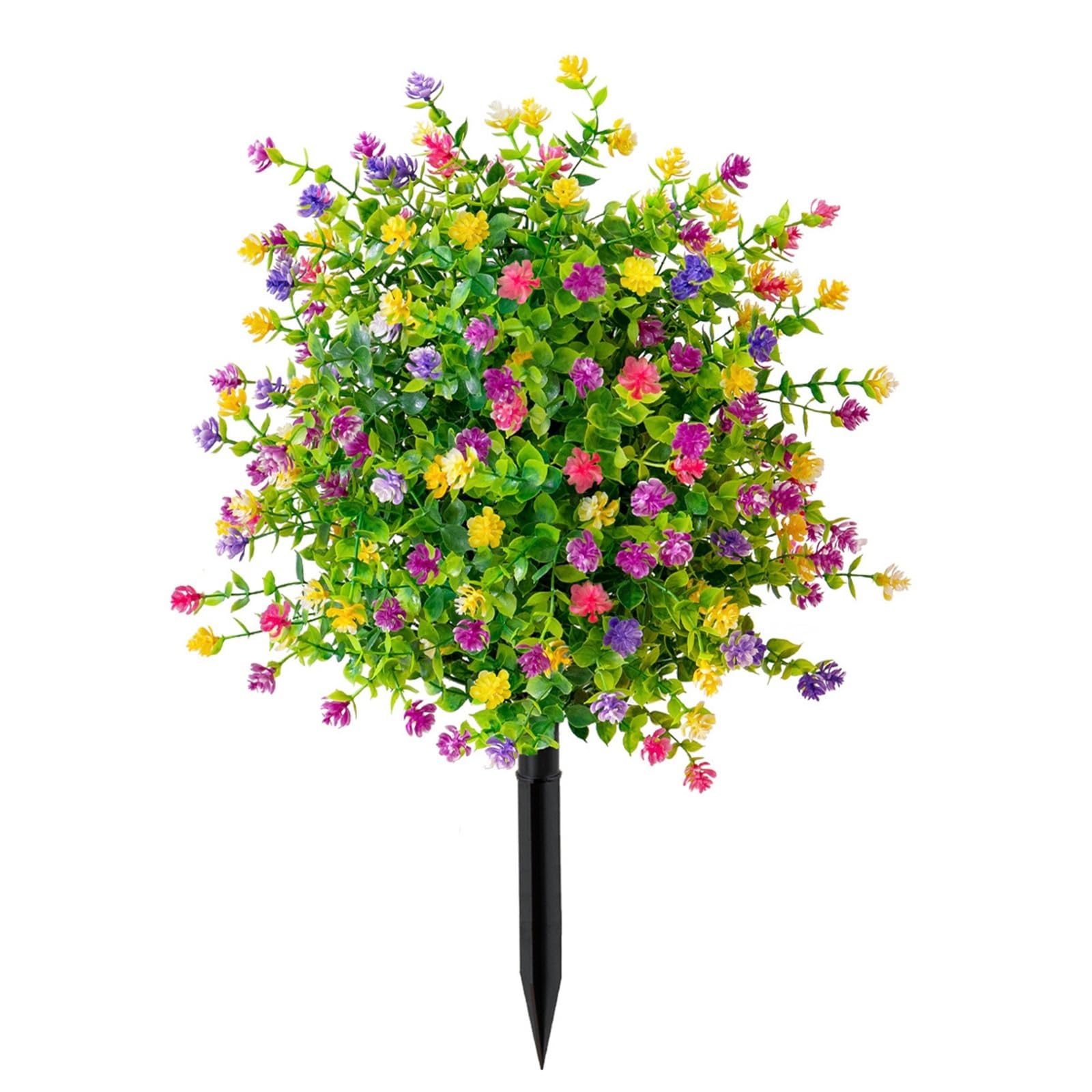 Wbcdxcbb Mixedcolors Simulation Camellia And Eucalyptus Leaf Ground Insert Artificial Flowers Fake Plants For Outdoor Garden Decoration 1Pcs(Mixedcolors)
