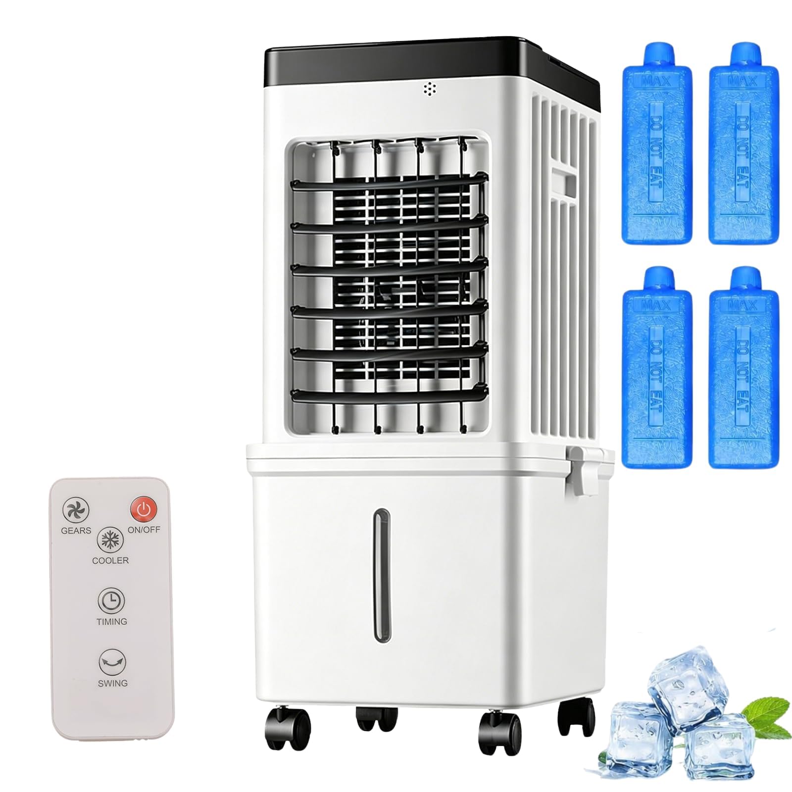 Climatiseur Mobile Sans Évacuation 15L, 3-en-1 Rafraîchisseur d'Air Évaporatif Silencieux avec Télécommande, Ventilateur Brumisateur & Humidificateur, 3 Modes, Oscillation 120° Pour Maison Bureau