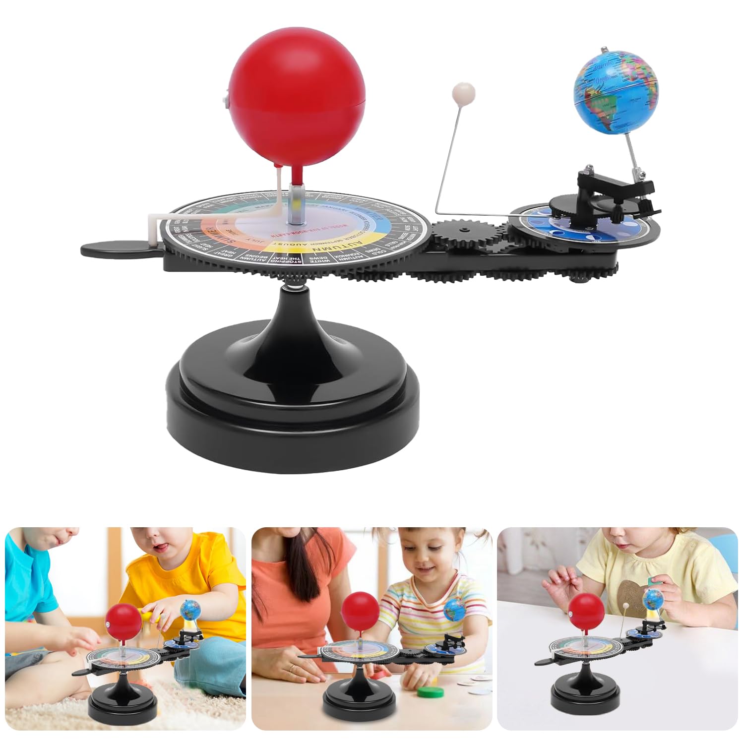 Sun Earth Moon Orbital Model with LED Light, Educational Planetarium Project Kit English Solar System Orbital Planetarium Model Kids Solar System Model for Teens Students