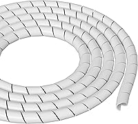 Vista 1 de D-Line 8.2ft White Cord Wrap, Spiral Cable Sleeve, Expands 0.39-1.5in Diameter, Wrap by Hand - White