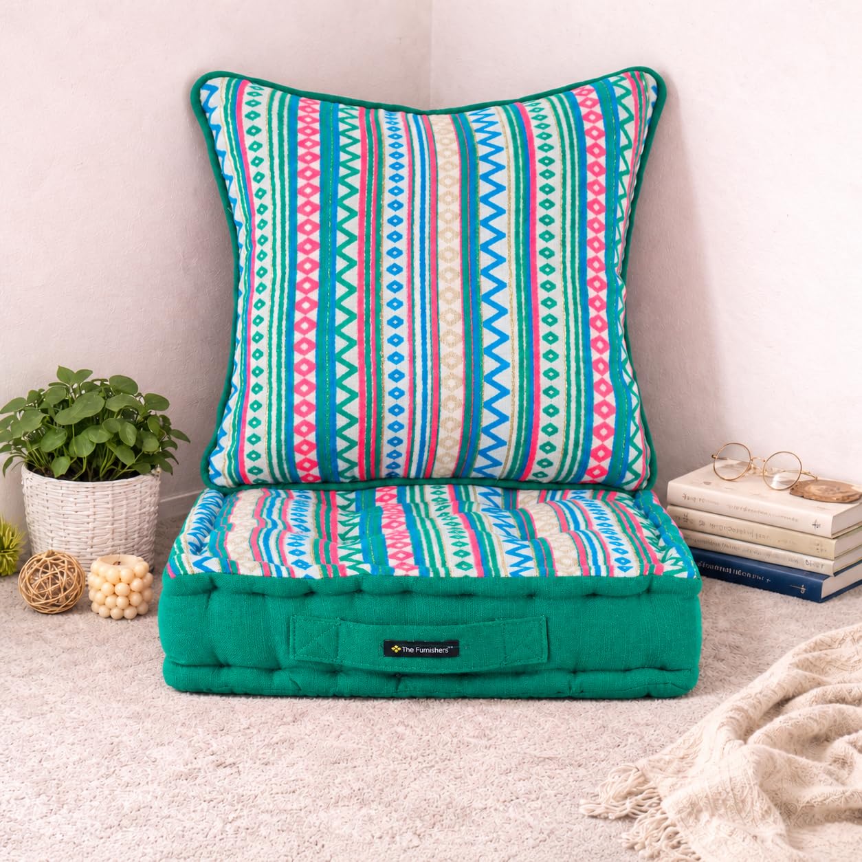 Orange Woven Floor Cushion - Cozy Seating & Meditation -20